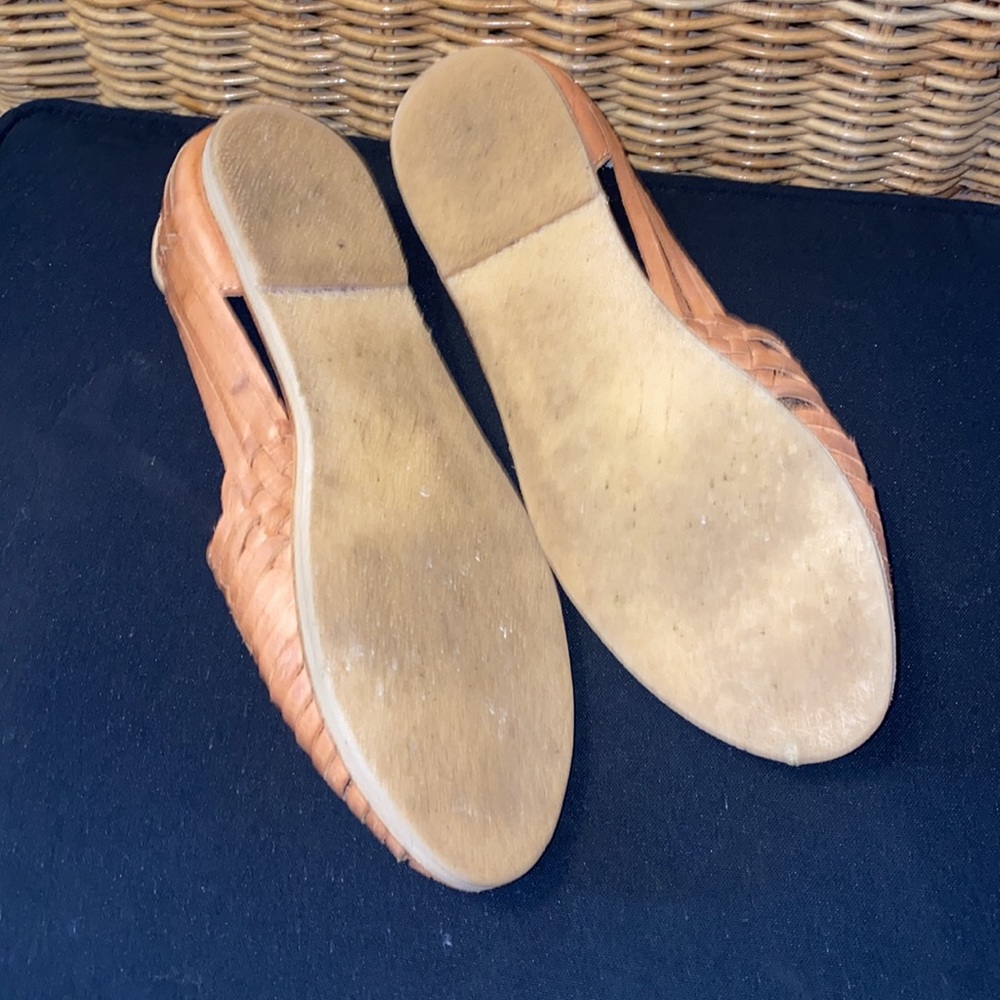 Woven Leather Slip-On Flats in Tan - Women - Picture 3 of 7